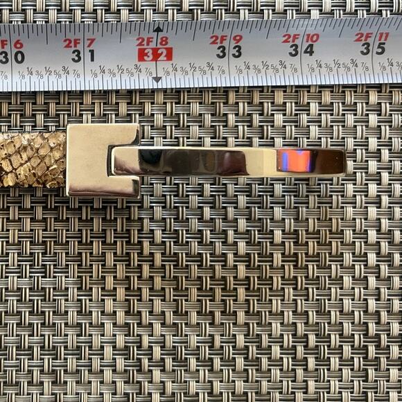 TANNER Made in Italy Genuine Leather Silver Metal Buckle Snakeskin Belt S - Picture 4 of 4